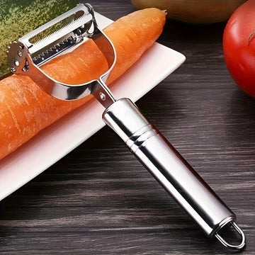 1 pieza, pelador de frutas y verduras multifuncional de acero inoxidable, cortador, rallador y picador manual, accesorios de cocina para el hogar, RV y dormitorios universitarios.
