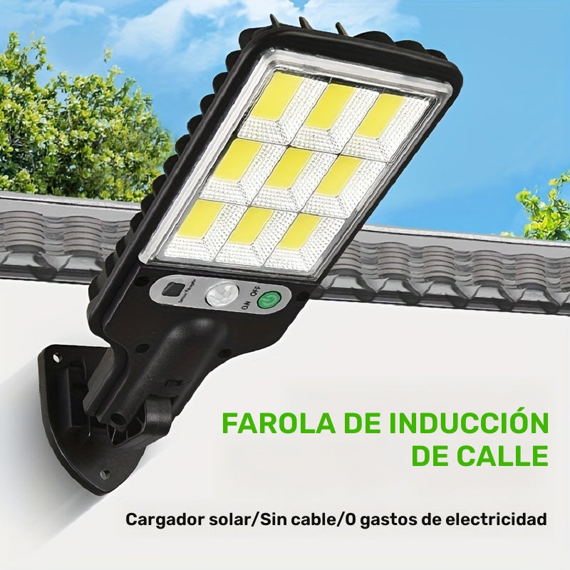 9 lámparas solares LED COB con 3 modos de iluminación y control remoto, IP44, lámpara de seguridad con sensor de movimiento para exteriores, iluminación de senderos de jardín para decoración navideña, cargada por energía solar, sin cableado, 0 facturas d