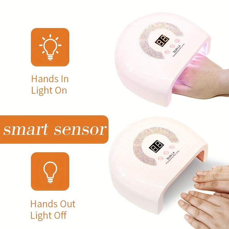 Lámpara LED para uñas con sensor inteligente y pantalla LCD - Lámpara de secado rápido de esmalte en gel de alta potencia, portátil con USB, luz LED para uso en casa y salón, sin olor, blanca, dispositivo con USB, diseño compacto, plástico duradero, para