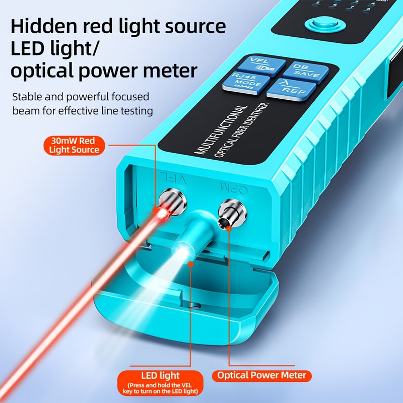 Identificador de fibra óptica A-50+ con medidor de potencia de luz incorporado VFL30mw dispositivo de seguimiento de fibra óptica adecuado para 800-1700nm identificación óptica de fibra viva puerto RJ45