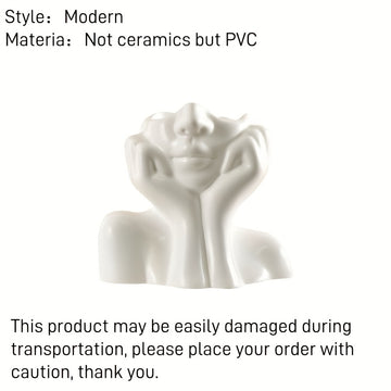 Florero con forma de rostro femenino, blanco, decorativo, moderno, para centro de mesa, estante, sala, oficina o dormitorio