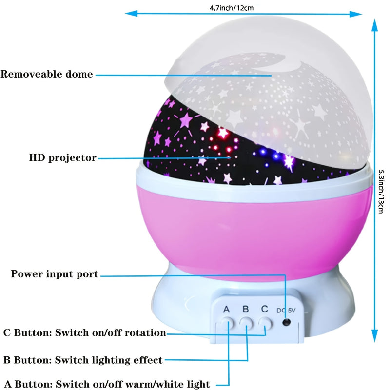 1 pza. Luz nocturna LED, estrellas, lámpara proyectora de estrellas, decoración de dormitorio de regalo navideño, de cumpleaños, azul