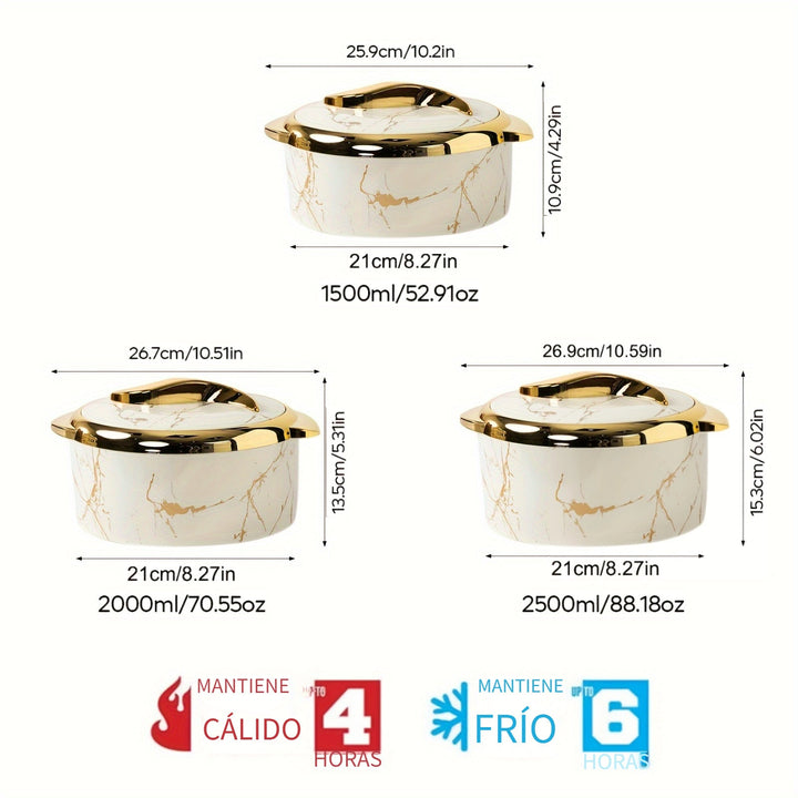 Juego de 3 Piezas de Loncheras Aisladas de Acero Inoxidable Navideñas - Estilo Británico y Americano, Recipientes para Alimentos con Capacidad de 1.6QT, 2.1QT, 2.6QT - Regalo Perfecto para Fiestas, Bento Box, Ideal para la Escuela