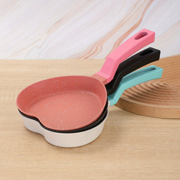 Sartén antiadherente en forma de corazón para freír huevos - Sartén de desayuno de aluminio con capa de piedra para omeletes, panqueques y hamburguesas - Ideal para uso doméstico, cocción rápida, diseño lavable no desmontable, perfecto para cocinar delic