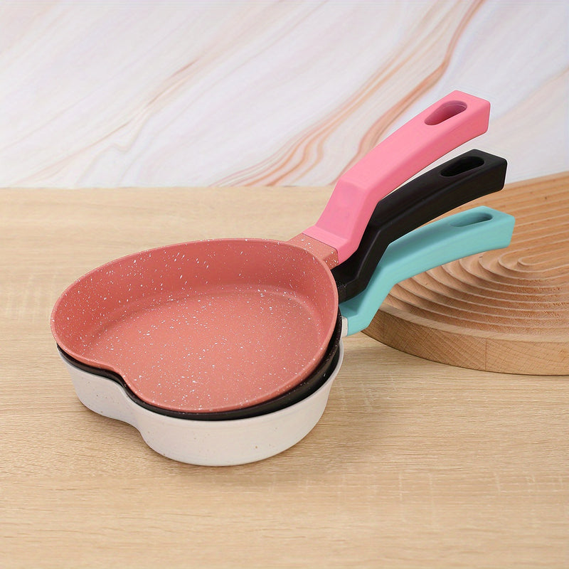 Sartén antiadherente en forma de corazón para freír huevos - Sartén de desayuno de aluminio con capa de piedra para omeletes, panqueques y hamburguesas - Ideal para uso doméstico, cocción rápida, diseño lavable no desmontable, perfecto para cocinar delic