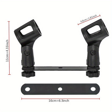 Soporte de micrófono dual o cuádruple con soporte ajustable T-Bar, soporte de micrófono de grabación dual o cuádruple con soporte ajustable T-Bar, material ABS, sostiene 1-4 micrófonos, diseño ahorrador de espacio para grabación en estudio o hogar, confi