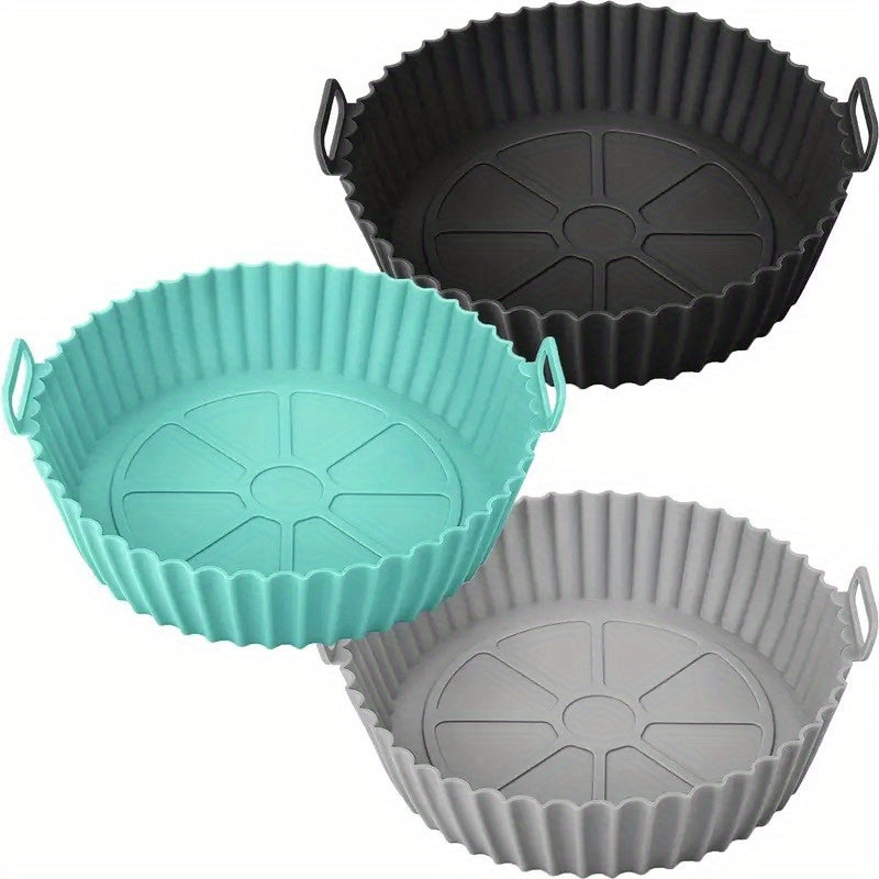 1pc Cesta de Silicona para Freidora de Aire - Reutilizable, Antiadherente y Segura en Lavavajillas para Almendras, Papas Fritas, Verduras - Accesorio de Cocina Saludable y Fácil de Limpiar, Complemento para Air Fryer