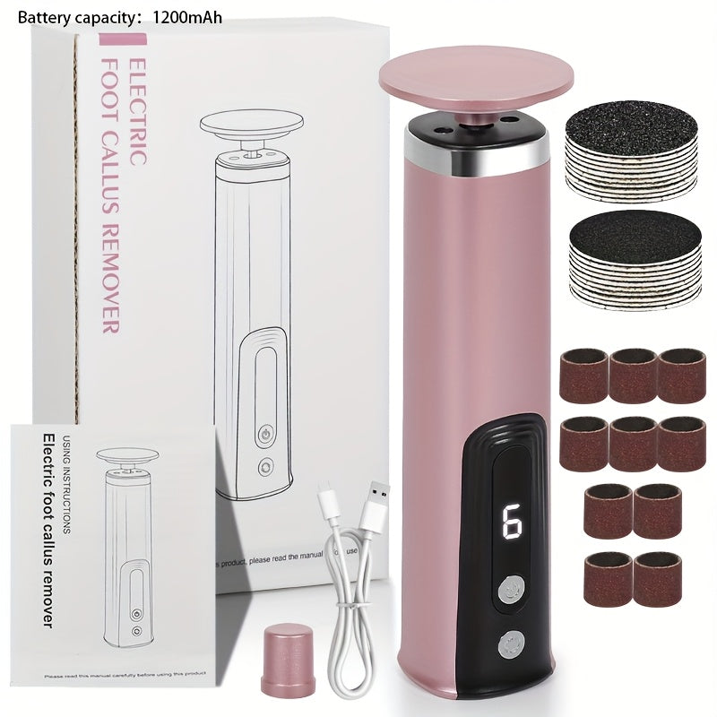 Dispositivo de Pedicura para el Hogar, Ajuste Multivelocidad, Recargable USB, 1200mAh, Dorado Rosa