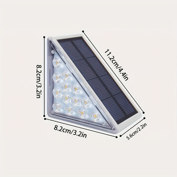 6/12 piezas de luces de escaleras solares LED triángulo, luces de escaleras de barbacoa al aire libre IP44, luces de pared de jardín blanco cálido, fácil instalación, control de interruptor, luces de escaleras de patio, garaje, acera, porche, puerta prin