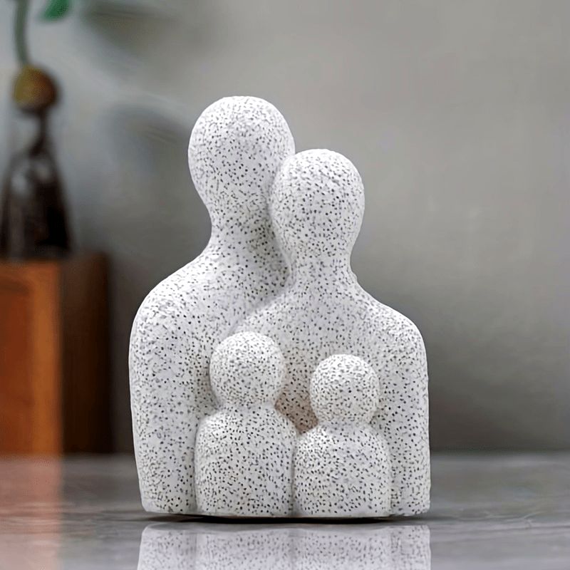 Figurilla familiar de resina blanca encantadora - Decoración artística para el hogar, perfecta para decorar habitaciones