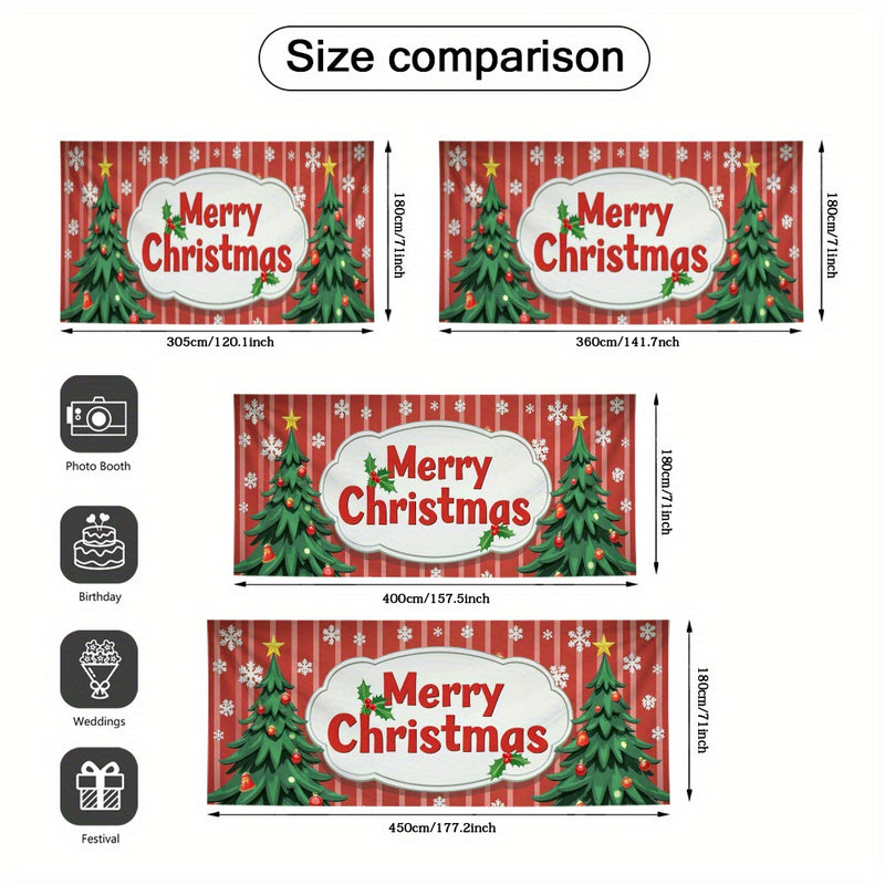 2D Banner de Puerta, 1 Pieza, Banner de Puerta Navideño Festivo - Diseño de Alce Rojo y Verde con Copos de Nieve, Texto "Feliz Navidad", Poliéster, Ideal para Decoraciones Navideñas, Bodas, Cumpleaños, Uso Interior/Exterior, Decoraciones Navideñas