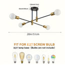 1pc Lámpara Colgante Industrial Moderna en Negro y Dorado - Elegante Aplique de Techo con 4/6 Bombillas, Montaje Semi-Encastrado, Base E26/E27 para Sala de Estar, Comedor, Dormitorio, Cocina, Café - Acabado Metálico Elegante, Sin Bombillas Incluidas, Luc