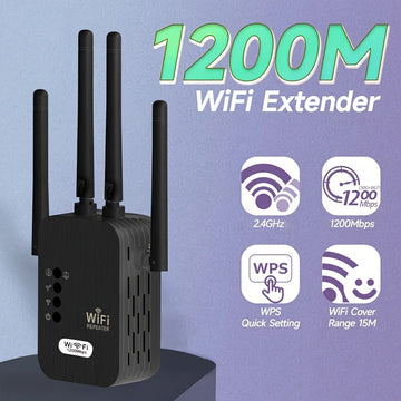 OURLIFE Amplificador y Extensor Wi-Fi, Doble Banda 2.4G/5G con Configuración de Un Toque, Antenas Externas, Extensión WiFi para Hogar/Ocio, Compatible con Smartphones, Tabletas, Portátiles - , Mejora Internet en Casa, Diseño Compacto, Carcasa de Plástico