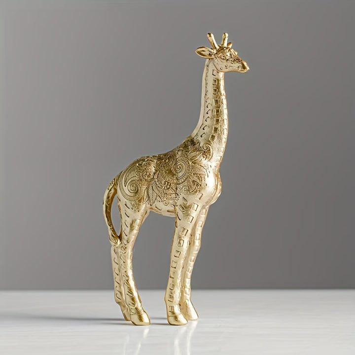 Conjunto de 2 piezas de Adorno de Jirafa, Estatua Dorada de Arte y Artesanía, para Decoración de Estantería, Sala de Estar, Oficina, Café, Decoración de Mesa, Entrada, Decoración de Invierno, Navidad y Año Nuevo