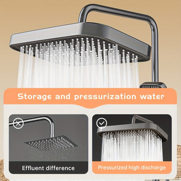 Musurjoy Sistema de Ducha de Baño 35.99 × 23.98 cm Ducha de Lluvia Negra con Cabezal Superior, Conector Universal G1/2, Instalación Fácil, Ducha de Verano, Regalo de Apertura de la Temporada de Vuelta al Colegio de Pascua