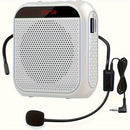 1pc HOTU Megaphone portátil recargable por USB con auriculares con cable, micrófono, pantalla digital, batería de 2200 mAh - Ideal para profesores, conferencias y viajes