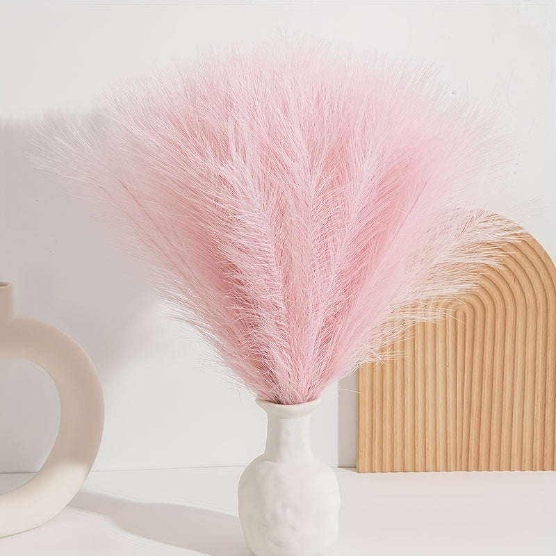 20pcs Hierba de Pampas Falsa - Caña Artificial Esponjosa para Decoración Boho en el Hogar, Bodas y Compromisos - Adorno Versátil para Mesas, Sin Contenedor Incluido