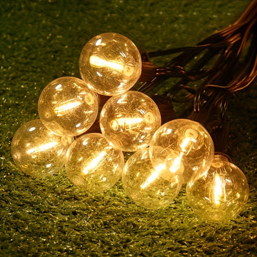 100ft/50ft/25ft/13ft Bombilla Esférica LED G40, Luces de Cadena para Patio Exterior, con 48/24/12/6 (1/2 Bombillas de Repuesto Gratis, Enchufe US), Conectables, Bombilla Edison Irrompible para Patio Exterior, Luces Colgantes para Biergarten en el Patio T