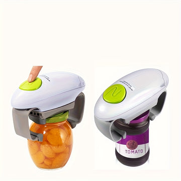 1pc Abridor Eléctrico de Tarros y Botellas con Extracción Automática de Tapa a Un Toque & Cierre Seguro - Diseño Ergonómico para Artritis, Manos Débiles & Ancianos - Electrodoméstico de Cocina Alimentado por Batería para Agarrar Fácilmente Tarros, Botell