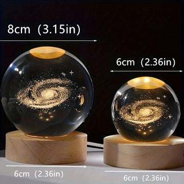 Luz Nocturna de Bola de Cristal Grabada con Láser 3D Inspirada en la Galaxia - Alimentada por USB, Perfecta para Decoración de Hogar y Oficina, Regalo Ideal para San Valentín, Navidad, Cumpleaños, para SATURNO, Escritorio, Ocasiones Especiales