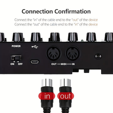 1 Paquete 3.0 metro/5.0 metro/7.0 metro Macho a Macho Cable MIDI de 5 pines para Teclado Synth, Tarjeta de Sonido Externa, Teclado MIDI, Sintetizador de Rack, Muestreador, Fuente de Sonido y Otro Equipo de Música, Negro