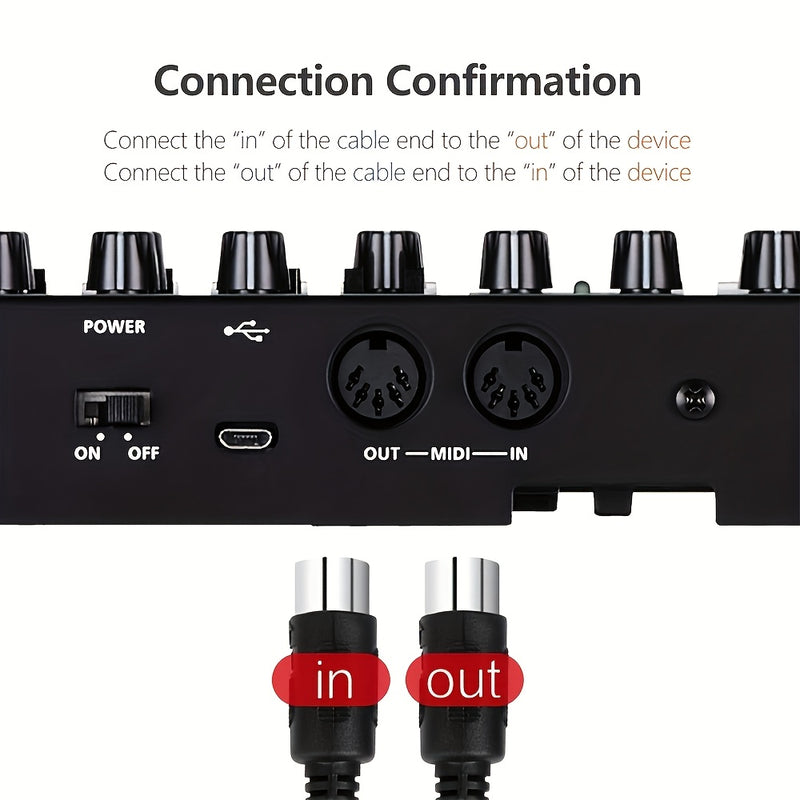 1 Paquete 3.0 metro/5.0 metro/7.0 metro Macho a Macho Cable MIDI de 5 pines para Teclado Synth, Tarjeta de Sonido Externa, Teclado MIDI, Sintetizador de Rack, Muestreador, Fuente de Sonido y Otro Equipo de Música, Negro
