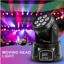 Luces de discoteca para DJ con cabezas móviles, 7 x 8W Mini Luces de escenario móviles RGBW, Spotlight activado por sonido DMX, Luces de haz. Adecuado para fiestas, clubes, conciertos, bodas, eventos en vivo, DJs, bares, actuaciones y espectáculos de luz
