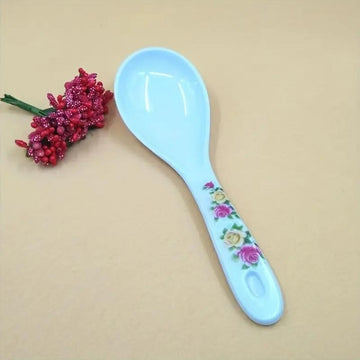 1, 3 o 6 cucharitas de arroz con diseño floral, cucharas de plástico prácticas, blancas con estampado, vajilla para hogar, cocina, restaurante u hotel, suministros de cocina