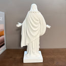 Estatua de Jesús de resina artesanal - Elegantes ropas blancas con halo dorado, decoración serena para interiores, perfecta para sala de estar, regalo ideal para Navidad, Acción de Gracias y devoción cristiana.