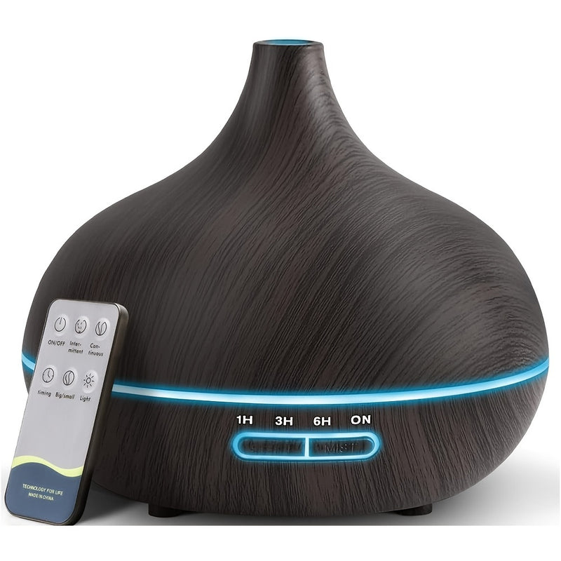 Difusor de aceites esenciales de 550 ml, difusor para el hogar con control remoto, tecnología de ondas sonoras 5 en 1, apagado automático, 4 configuraciones de tiempo, 7 luces LED para dormitorio, oficina o casa