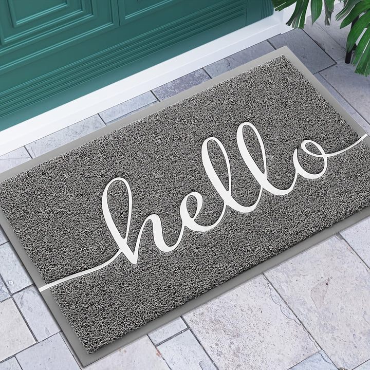 1pc Alfombra de bienvenida estilo granja, material de PVC, solo lavado a mano, respaldo antideslizante, uso en interiores/exteriores, alfombra rectangular para entrada de casa, porche, patio - Gris