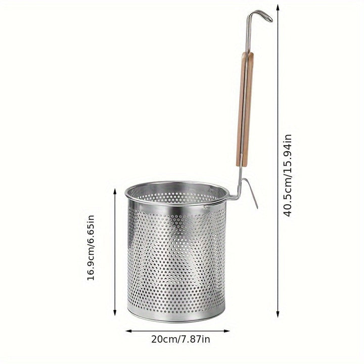 1 pza., Cesta de pasta de acero inoxidable con mango - Perfecta para blanquear, colar y servir espaguetis y fideos Accesorios de cocina