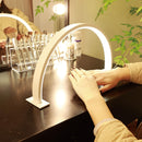 Linterna de Mesa en Forma de Media Luna, Luz LED para Extensiones de Pestañas con 3 Temperaturas y Regulador de Intensidad, Iluminación Multifuncional para Manicura, Tatuajes, Lectura y Manualidades