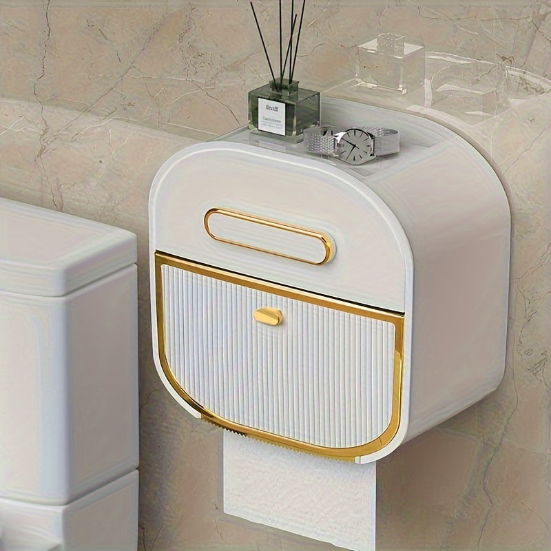 Caja De Almacenamiento De Papel Higiénico Para Baño, Soporte De Papel Higiénico, Contenedor De Papel Higiénico Montado En La Pared, Estante De Almacenamiento De Papel Higiénico Impermeable, Accesorios De Baño