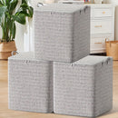 Juego de 3 Cajas de Almacenamiento Modernas con Diseño en Cuadros - Organizador Rectangular Multiusos de 110.0 L, Antipolvo y con Doble Cremallera y Asas, Adecuado para Ropa, Mantas, Mudanzas y Viajes, Almacenamiento Debajo de la Cama