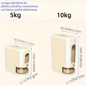 Dispensador De Arroz Hermético Premium, Gran Capacidad, A Prueba De Humedad Y Resistente A Insectos, Contenedor De Almacenamiento De Alimentos Para La Organización De La Cocina