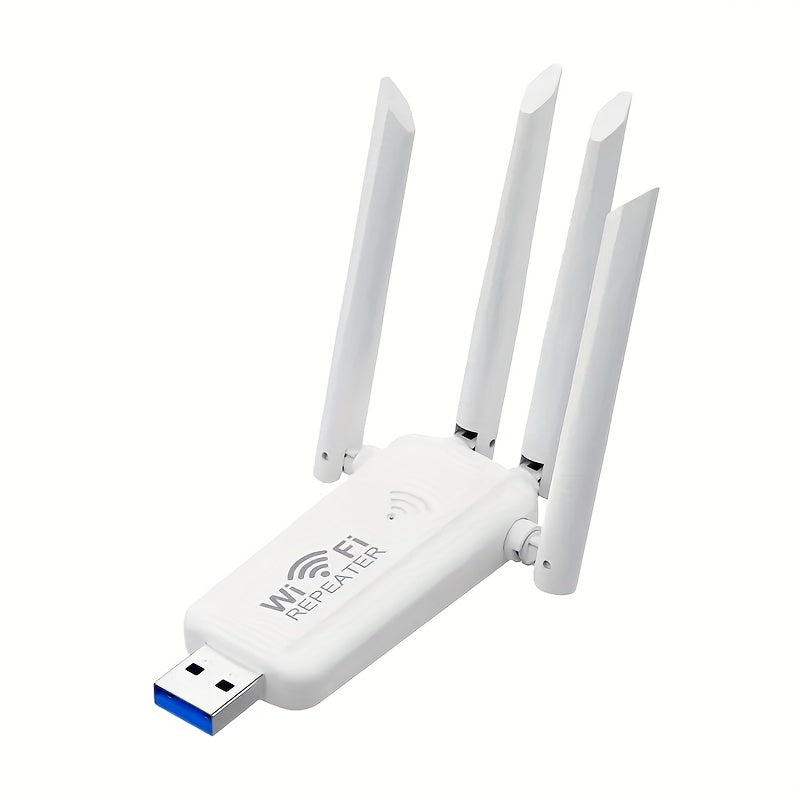 Repetidor de señal WiFi USB OEKE-1 con 4 antenas - Extensor inalámbrico 2.4GHz, velocidad de datos de 300 Mbps, señal superadora de 2.4G, conexión directa SSID, ideal para uso en hogar y oficina, accesorio de Wi-Fi para oficina | Diseño elegante negro |