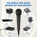 Micrófono Profesional Portátil, Negro, Cableado, Bobina Móvil, Multifunción, con Conector Jack de 6,35 mm, para Cantar, Karaoke, Conferencia de Video, Transmisión, Voz, Percusión, Viento, Cuerdas y Instrumentos de Cuerda Pulsada