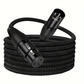 XDSPLO Cable de Micrófono de Alta Fidelidad XLR Macho a Hembra de 3 Pines - Trenzado de Nylon Duradero, Núcleo de Cobre Puro para Transmisión de Señal Sin Pérdidas, Mejorado con Pines Más Gruesos y Blindaje Intrincado - Ideal para Sistemas de Grabación y