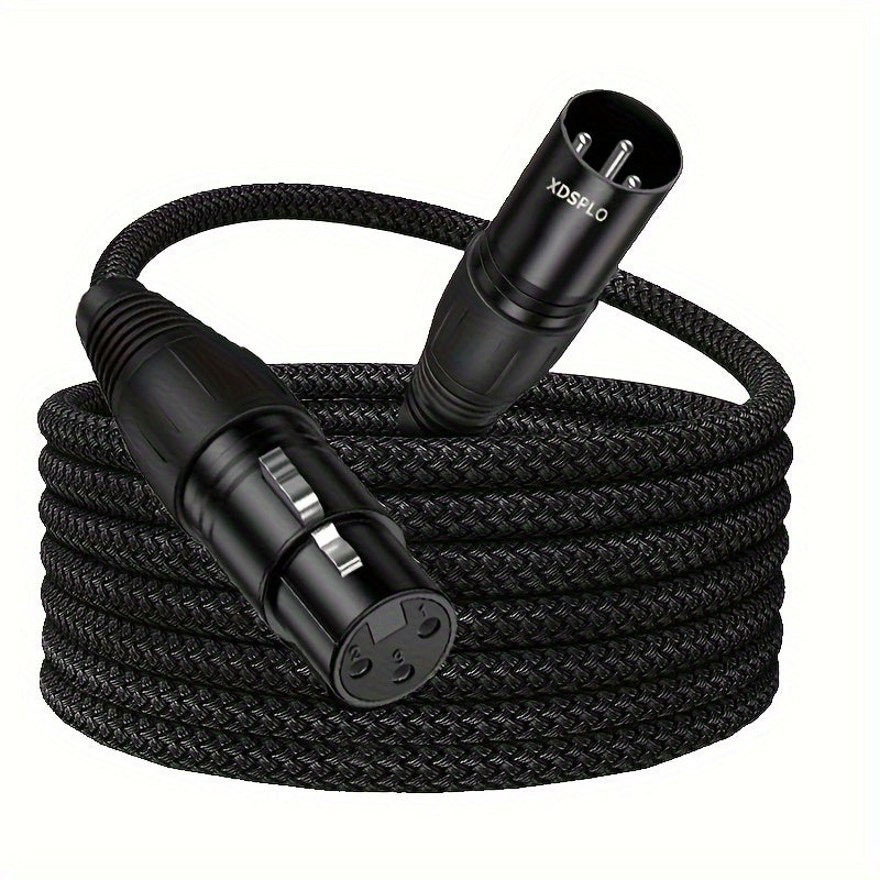 XDSPLO Cable de Micrófono de Alta Fidelidad XLR Macho a Hembra de 3 Pines - Trenzado de Nylon Duradero, Núcleo de Cobre Puro para Transmisión de Señal Sin Pérdidas, Mejorado con Pines Más Gruesos y Blindaje Intrincado - Ideal para Sistemas de Grabación y