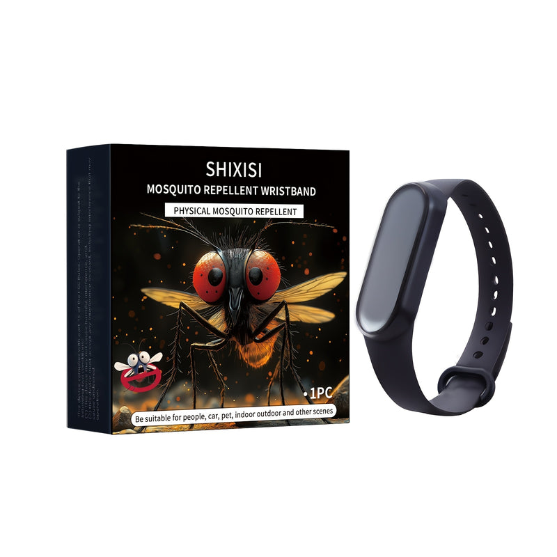 Muñequera Repelente de Mosquitos Electrónica Negra – Ajuste Cómodo, Disuasivo Físico para Insectos, No Tóxico, Diseño Unisex para Pesca y Actividades al Aire Libre, Incluye 2 Pilas Botón, Pulsera Unisex | Brazalete Elegante | Moderno y Portátil