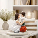 Estatua de Baloncesto Madre e Hijos en Resina | Decoración Temática del Amor para Salón y Dormitorio | Ideal para Bodas, Regalos para Jóvenes y Día de la Madre | No Requiere Energía