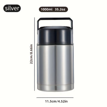 Un juego de loncheras, caja grande, taza termo, botella al vacío de acero inoxidable, contenedor portátil para comida y sopa de acero inoxidable, adecuado para el regreso a clases, útiles escolares y aula, suministros de cocina