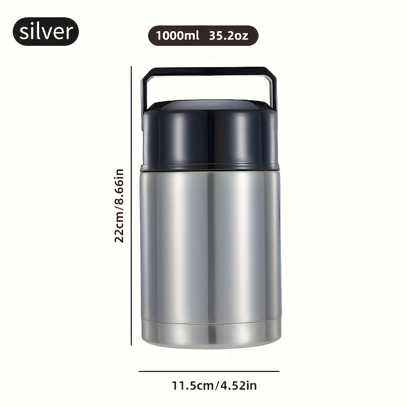 Un juego de loncheras, caja grande, taza termo, botella al vacío de acero inoxidable, contenedor portátil para comida y sopa de acero inoxidable, adecuado para el regreso a clases, útiles escolares y aula, suministros de cocina