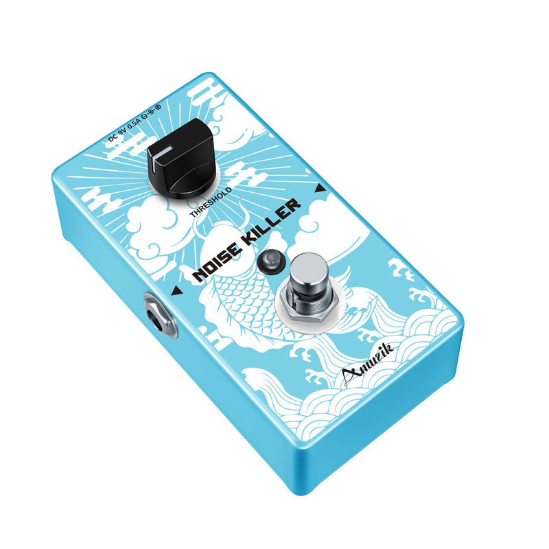 Amuzik Pedal True Bypass Noise Gate - Eliminador de Ruido para Guitarra/S Bass con Knob de Umbral, Diseño Compacto Azul para Guitarras Eléctricas y Bajos, Compatible con Fuentes USB, Equipo Musical, Componentes de Alta Calidad, Ideal para Presentaciones