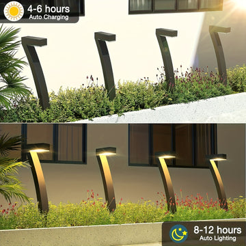Luces Solares Exteriores, 4 Piezas de Iluminación Solar Decorativa Impermeable con Función Automática de Encendido/Apagado y Duración de 12 Horas para Senderos, Patios y Entradas