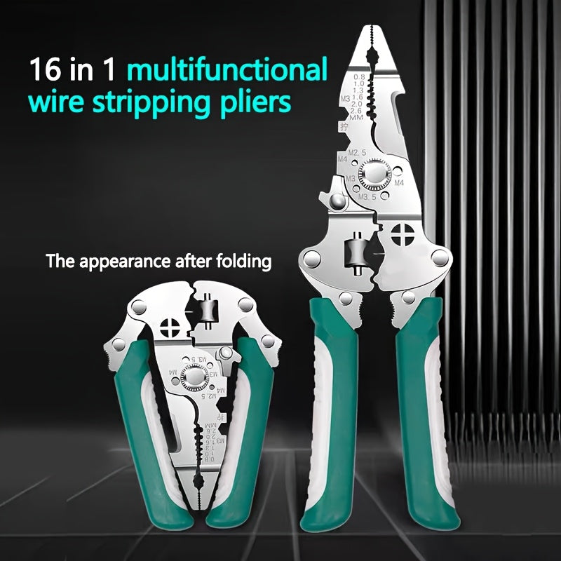 Alicates multifuncionales para pelar cables, diseño plegable, ideales para trabajos eléctricos, tuberías de agua, crimpar, cortar y torcer, herramientas de metal duraderas, versátiles