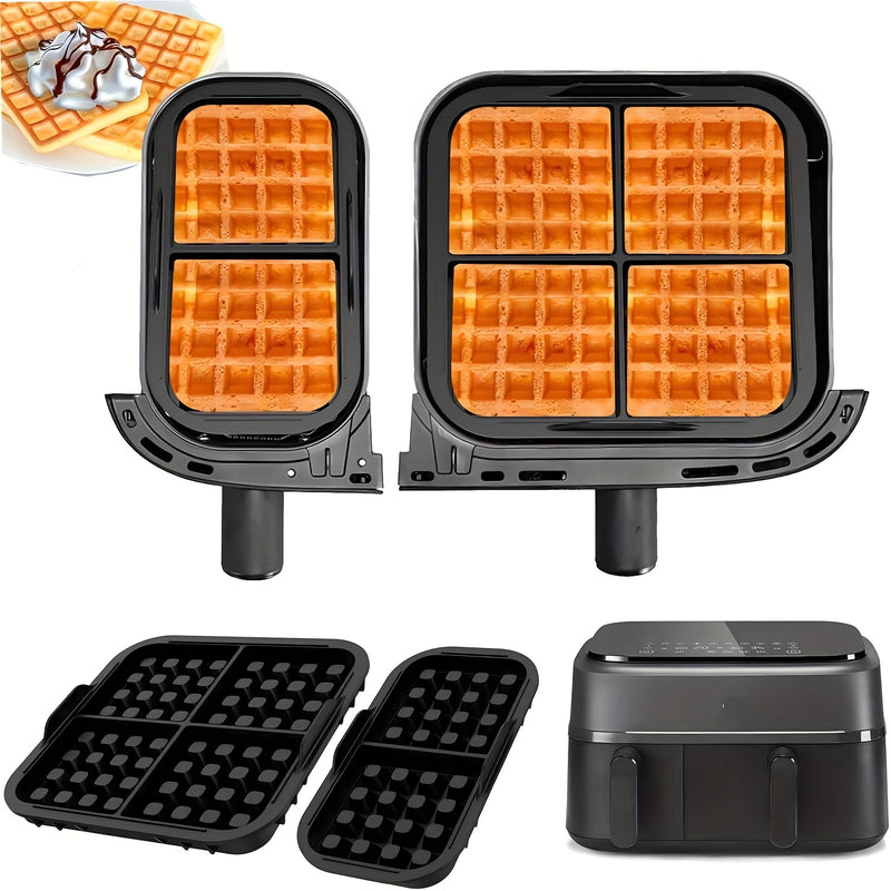 2 piezas de accesorios para freidora de aire con inserto de waffle, compatibles con Philips Airfryer Dual Basket 3000 Series 6L/3L, bandeja de waffle de silicona para Philips NA350, prensa de waffle belga, accesorio para freidora de aire.