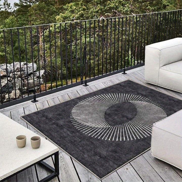 Alfombra Seven Stars Deer 853gsm de Alta Resistencia - Ultra Suave, Antideslizante y Lavable a Máquina en Crema Francesa para Patio, Jardín o Camping - Diseño Geométrico a Rayas/Cuadros Duradero, Alfombra de Lujo para Interior/Exterior