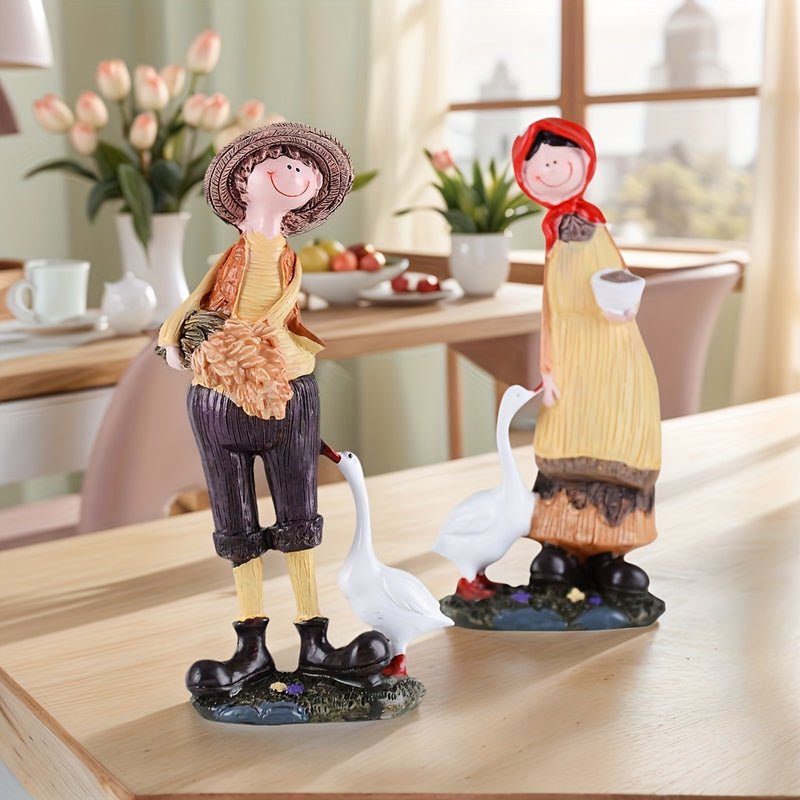 Decoración de Hogar Artesanal en Resina para el Día de San Valentín, Temporada de Graduación y Fiesta del Mes de Junio - Exhibición Creativa de Pareja Campestre